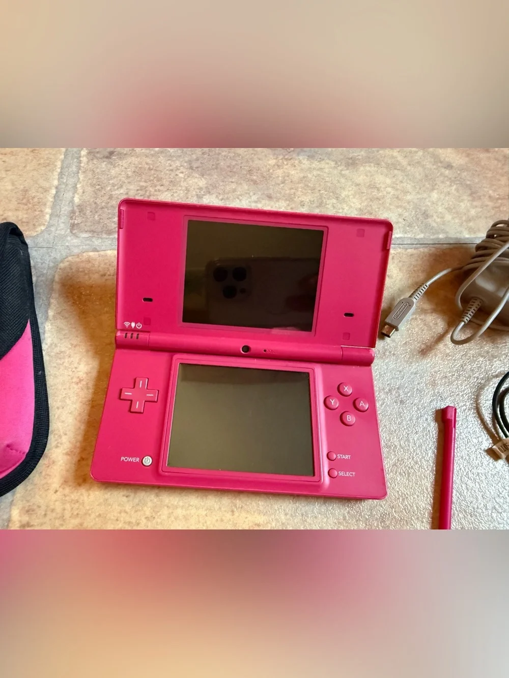 Nintendo DS Lite Pink Handheld with Matching Stylus and Pouch